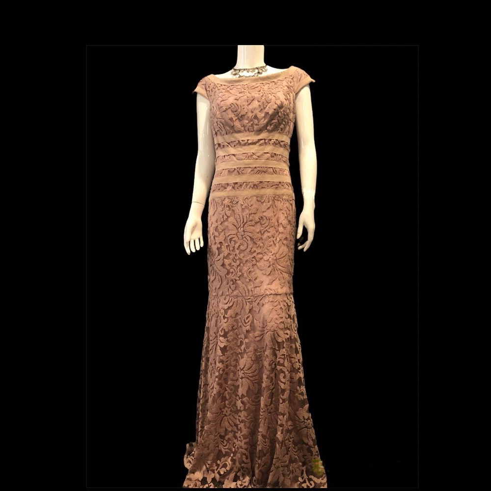 Tadashi Shoji Embroidered Lace Gown Size 12